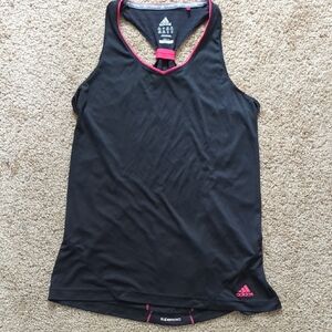 Adidas Black and Pink Fitted Sleeveless Tank Top
